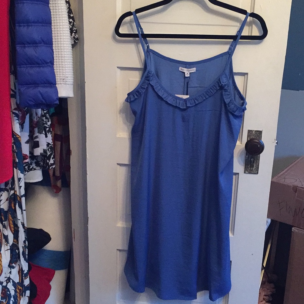 Blue dress. Size medium. Small ruffle detail.